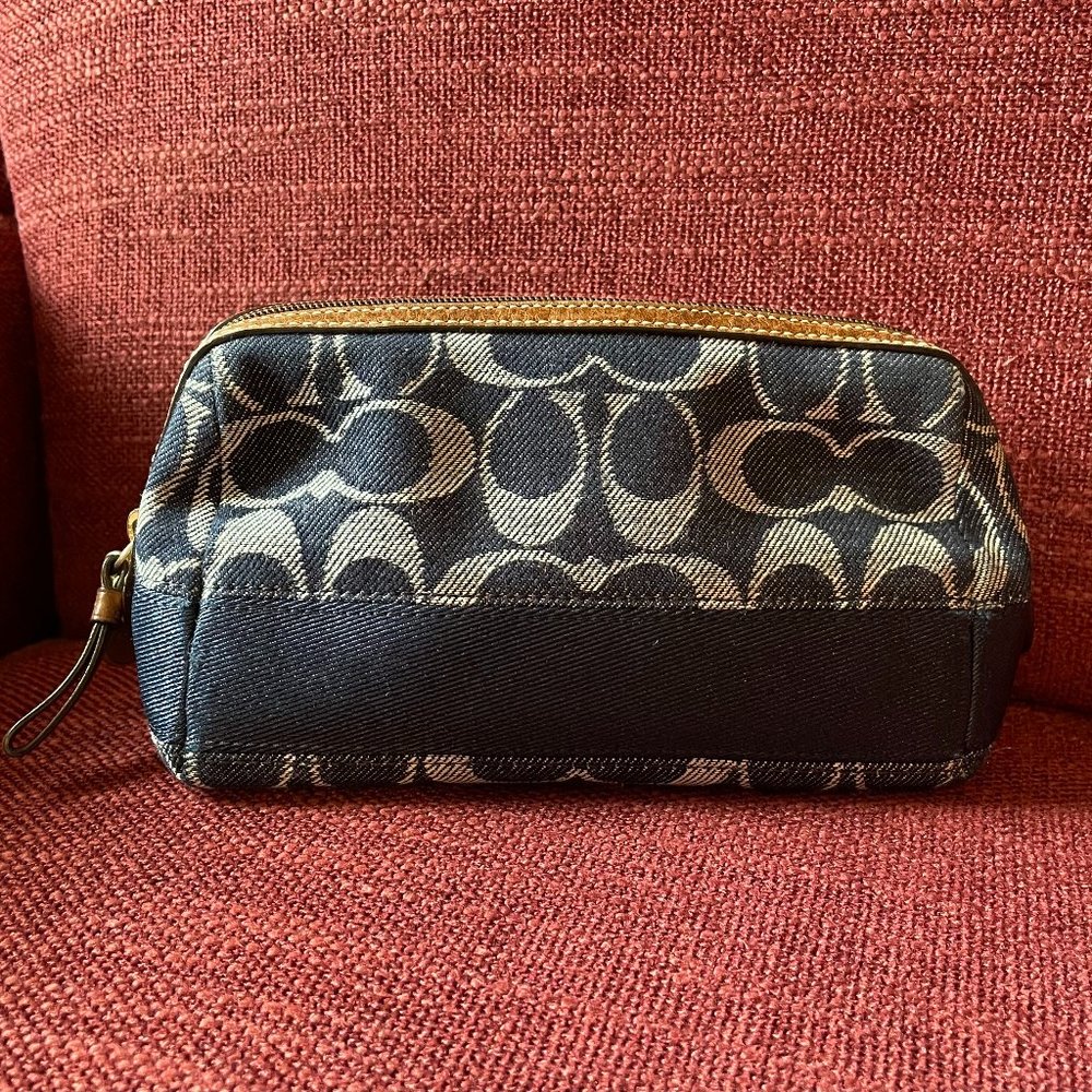 Coach  - Navy Signature “C” Logo Cosmetic Bag